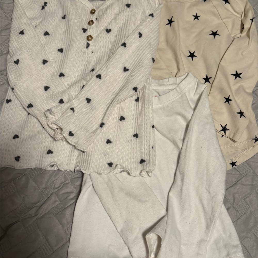 Cat & Jack Set of Three Long Sleeve Tops with Heart and Star Patterns